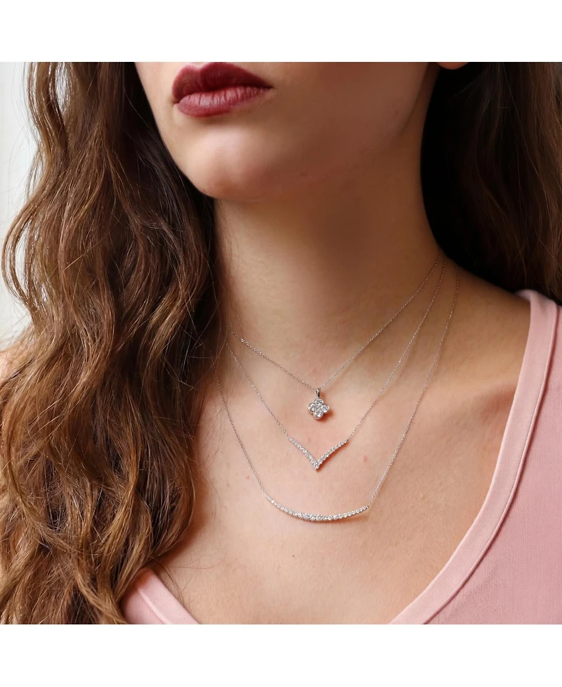 The Lovery Cz Single Clover Necklace Sterling Silver