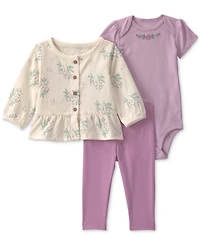 Carter's Baby Girls' Floral Layering Bodysuit, Cardigan and Pants, 3-Piece Set