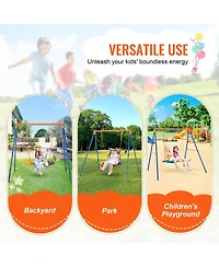 Sugift Backyard Swing Set 440lbs Capacity 40 inch Saucer Swing with Metal Stand