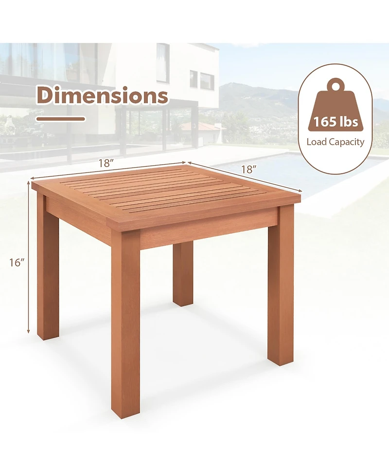 Gymax Outdoor Adirondack Side Table Square End Table Slatted Tabletop