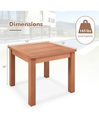 Gymax Outdoor Adirondack Side Table Square End Table Slatted Tabletop