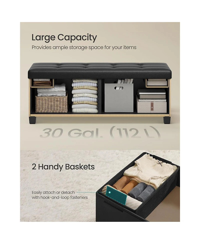 Modern Storage Ottoman with Wooden Legs and 30 Gal