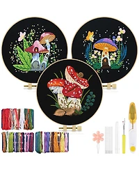 Gnuadz Embroidery Kit Mushroom Beginners Cloth Hoops Threads