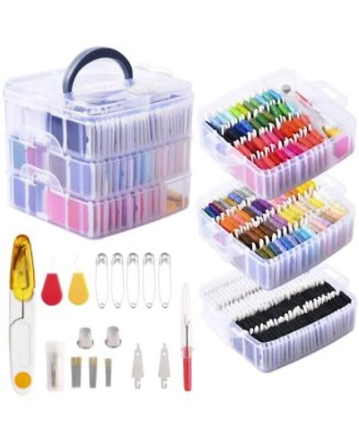 Gnuadz 201 Pack Embroidery Floss Kit Organizer Box Friendship Bracelets Diy Craft Gift