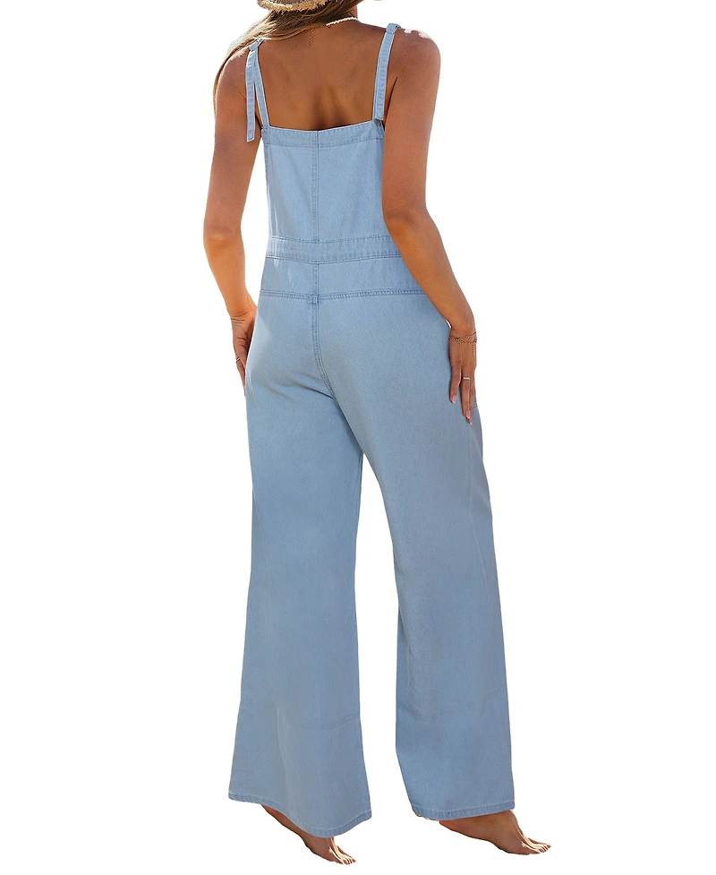 Cupshe Women's Denim Square Neck Jumpsuit