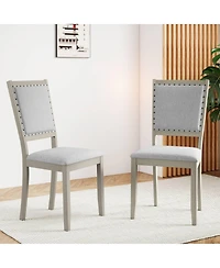 Slickblue Set of 2 Farmhouse Fabric Upholstered Dining Chairs for Kitchen and Dining Room