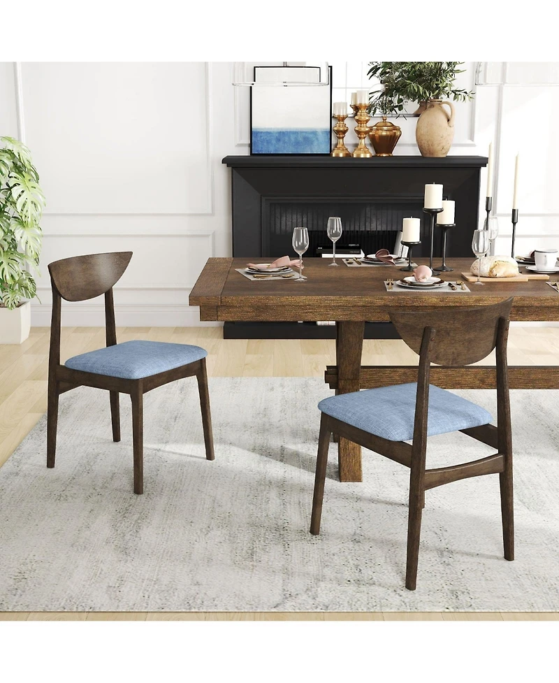 Slickblue Set of 2 Wooden Dining Chairs with Solid Rubber Wood Legs, Modern Dining Furniture