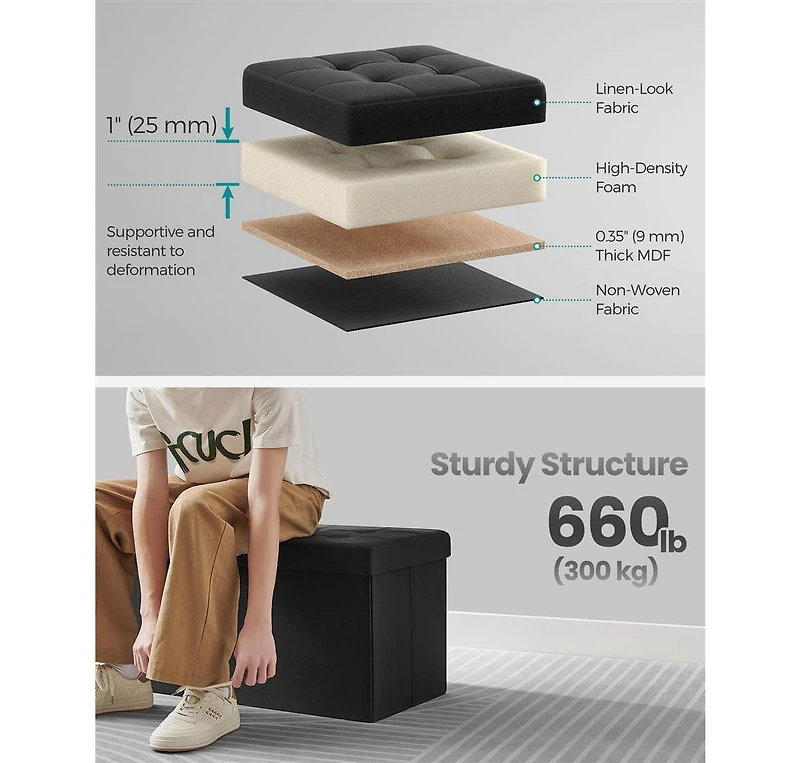 Slickblue Round 30 Inch Storage Ottoman with Lift-Top Flipping Lid Design