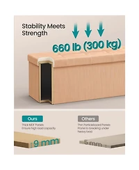 Slickblue Upholstered Foldable Storage Bench Ottoman with Built-In Footrest