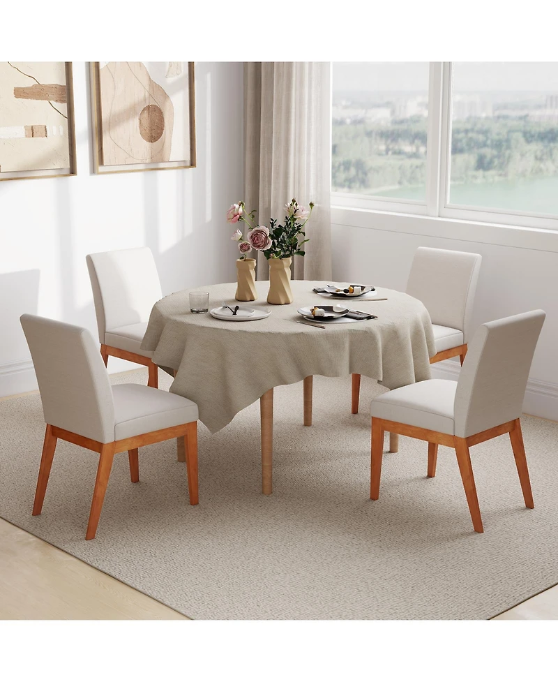 Slickblue Modern Armless Dining Chairs Set of 2 with Upholstered Seat and Wooden Legs