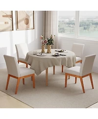 Slickblue Modern Armless Dining Chairs Set of 2 with Upholstered Seat and Wooden Legs