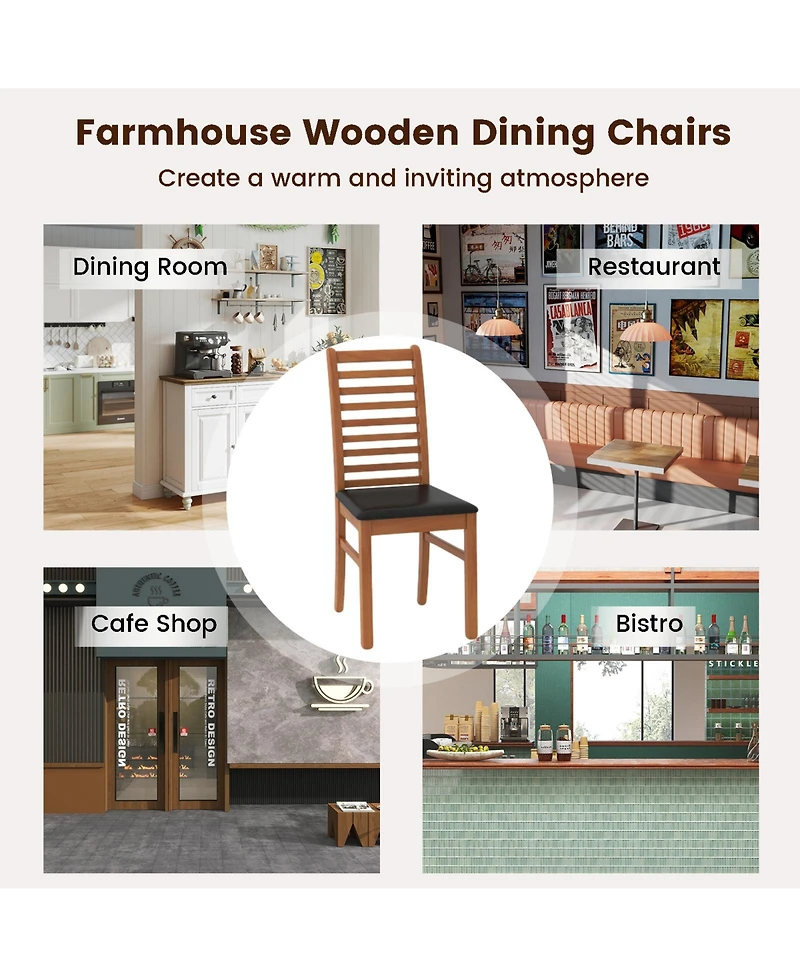 Slickblue Wooden Dining Chair Set of 2 with Rubber Wood Legs for Modern Room Seating