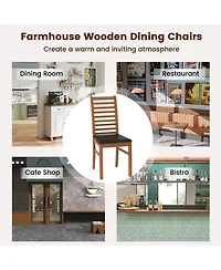 Slickblue Wooden Dining Chair Set of 2 with Rubber Wood Legs for Modern Room Seating