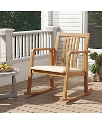 Gouun Solid Wood Outdoor Rocking Chair with Slatted Seat