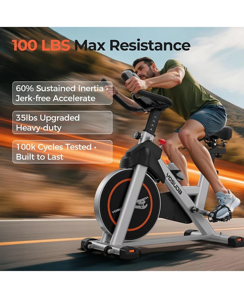 Fed Fitness Magnetic 2.0 Premium Exercise Bike, Ultra-Quiet Strong Magnetic Resistance, 300lb Capacity, Smooth Stationary Bike for Home