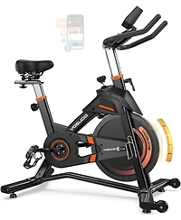 Fed Fitness Light Commercial Exercise Bike, 50LB Flywheel, 100-Level Magnetic Resistance, 400LB Capacity, Bluetooth, 20dB Quiet