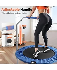 Bcan SP2 48" Blue Foldable Mini Trampoline, 440lbs Capacity, Adjustable Foam Handle, Indoor/Garden Fitness Rebounder