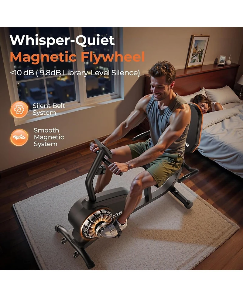 Fed Fitness Recumbent Exercise Bike for Home, 350LB Capacity, 16-Level Magnetic Resistance, Lcd Monitor and Pulse Sensors
