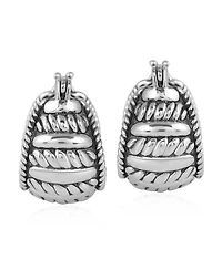 American West Jewelry Sterling Silver Rope Design Huggie Hoop Earrings
