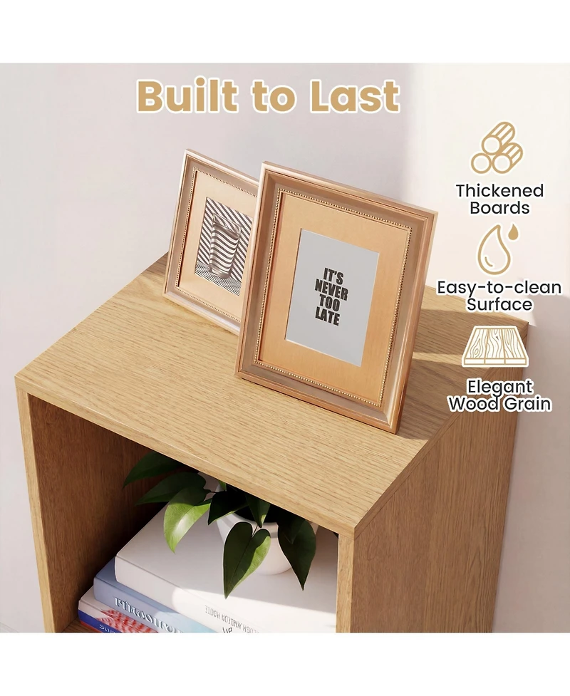 Gymax 2 Piece 3-Cube Bookshelf Vertical Bookcase with Guardrail and Anti-tipping Kits