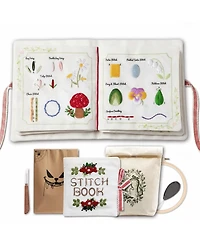 Gnuadz Embroidery Book Fabric Pages 32 Stitches Learning Order Diy Sewing Kit Floral Motifs Practice Patterns Basic Intermediate