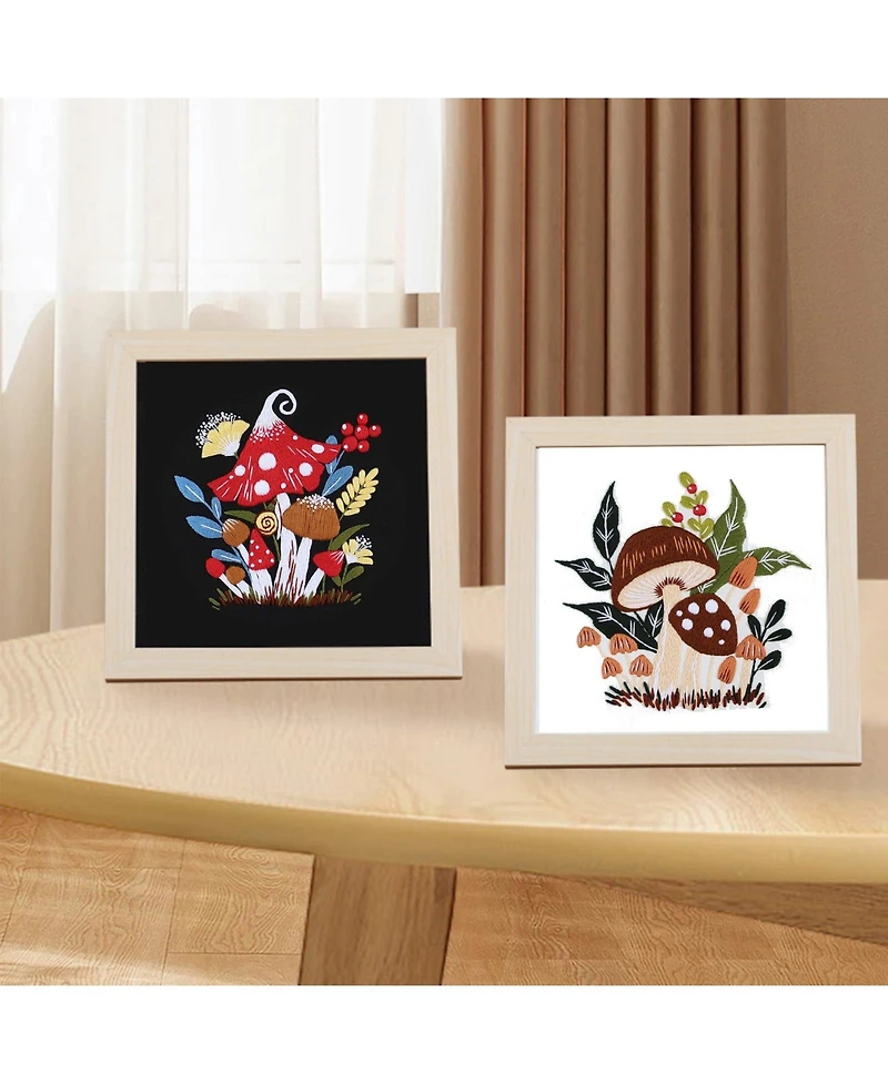 Gnuadz 3 Sets Mushroom Embroidery Kit Beginners Hoop Diy Craft