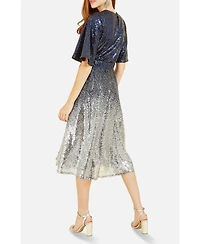 Yumi Women's Ombre Sequin V-Neck Midi Dress