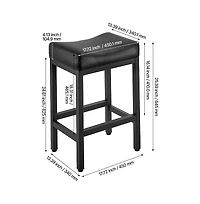 Sugift Bar Stool Set of 2 Pu Leather Counter Height Stools