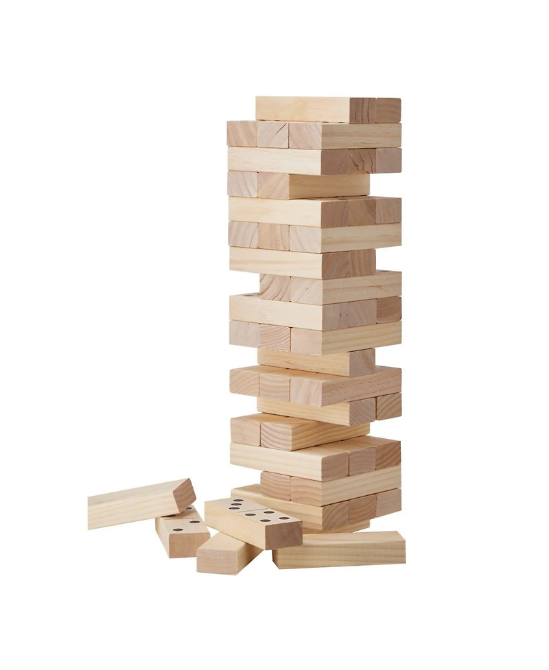 Mecale Large Tumbling Tower 54 Pine Wood Blocks with Carry Bag and Scoreboard