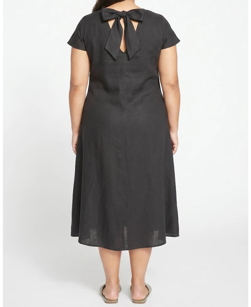 Universal Standard Plus Louvre Bow Back Linen Dress