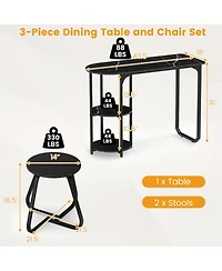 Slickblue Small Space 3 Piece Dining Table Set Industrial Kitchen Furniture