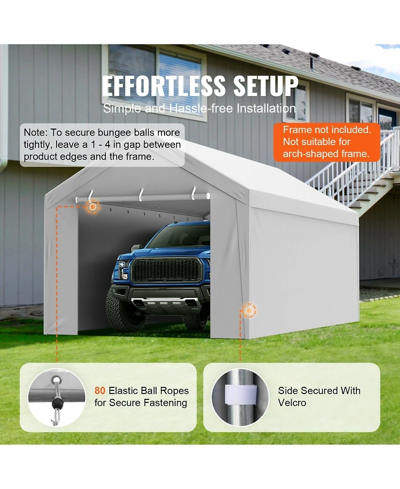 Gouun Carport Replacement Canopy Top + Side Wall 10x20 ft, Waterproof Uv-Protected Garage Tent Tarp