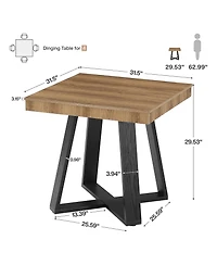 Tribesigns 31.5-Inch Square Dining Table for 4, Rustic Wood Kitchen Table with Fluted Edge and Sturdy X-Base, Farmhouse Small Dining Room Table