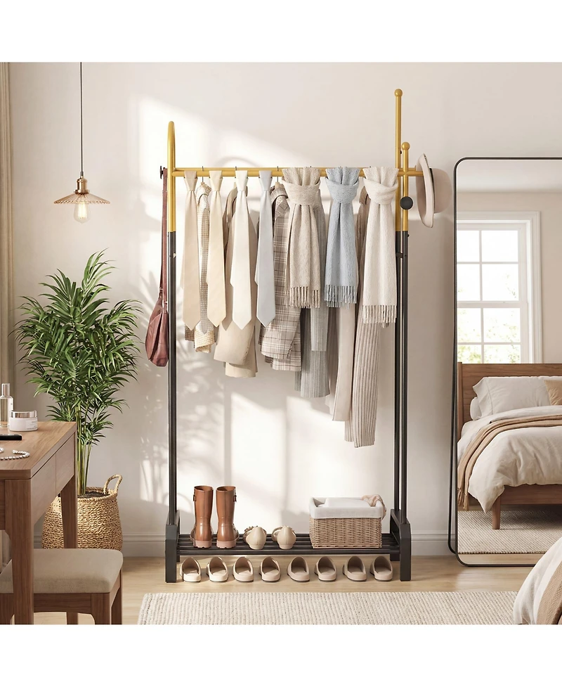 Slickblue Double Hanging Clothes Rack with Dual Rods, Heavy Duty Garment Storage Stand