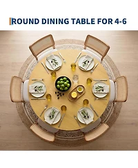 gaomon 43" Round Dining Table for 4-6 People, Wooden Dining Room Table with Pedestal Base, Modern Farmhouse Kitchen Table for Home