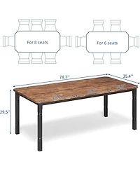 gaomon 79" Industrial Dining Table with Chamfer Corner Kitchen Table with Heavy Duty Metal Legs for Dining Room, Kitchen, Living Room