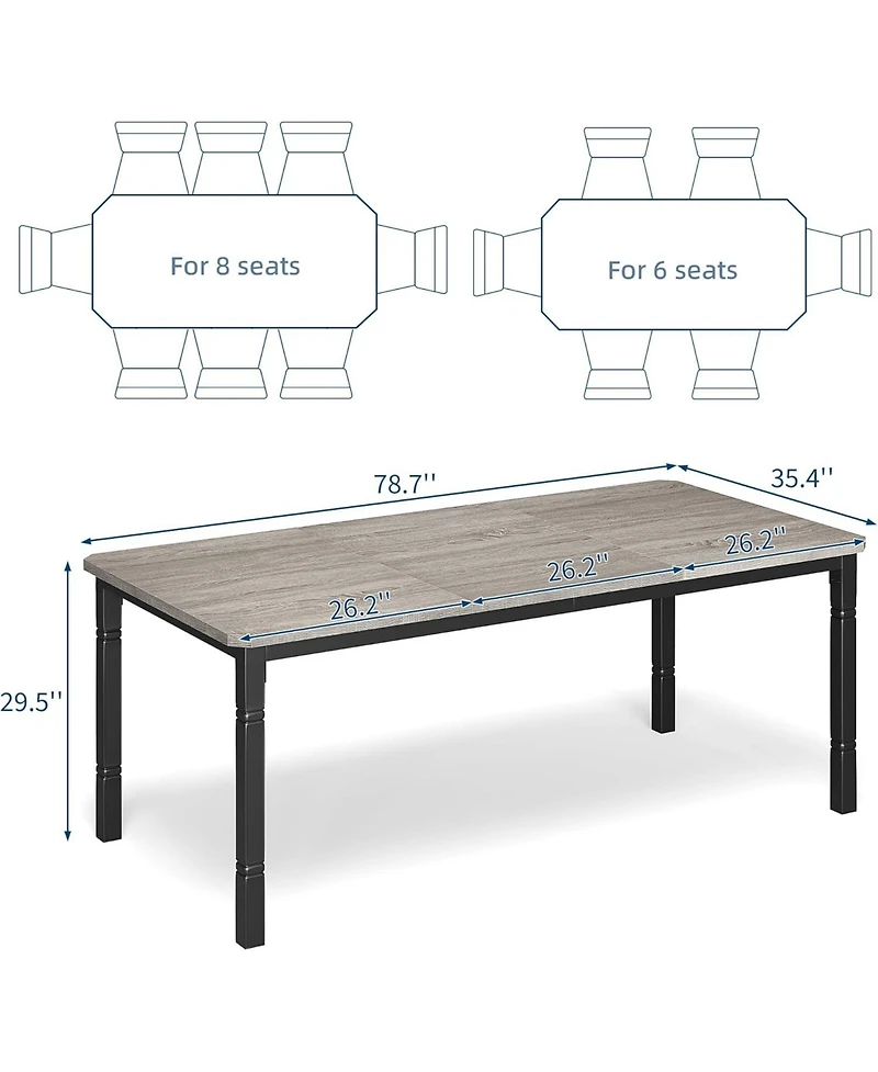 gaomon Industrial Dining Table with Chamfer Corner Kitchen Table with Heavy Duty Metal Legs for Dining Room, Kitchen, Living Room