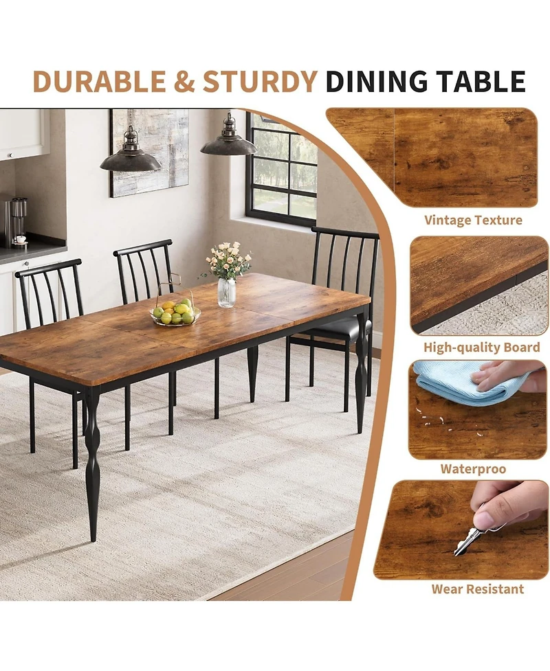 gaomon Rectangular Dining Table for 6, Rustic Farmhouse Kitchen Table with Large Tabletop, Long Wooden Dining Room Table with Heavy Duty Legs