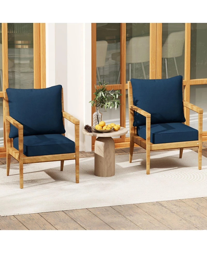Gouun Deep Seat Outdoor Patio Chair Cushion Pad Set with Rope Tie Belts