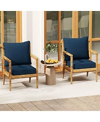 Gouun Deep Seat Outdoor Patio Chair Cushion Pad Set with Rope Tie Belts