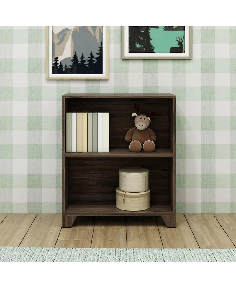 Max & Lily Bookshelf, 2 Shelf Bookcase Modern Farmhouse Solid Wood Shelves for Bedroom