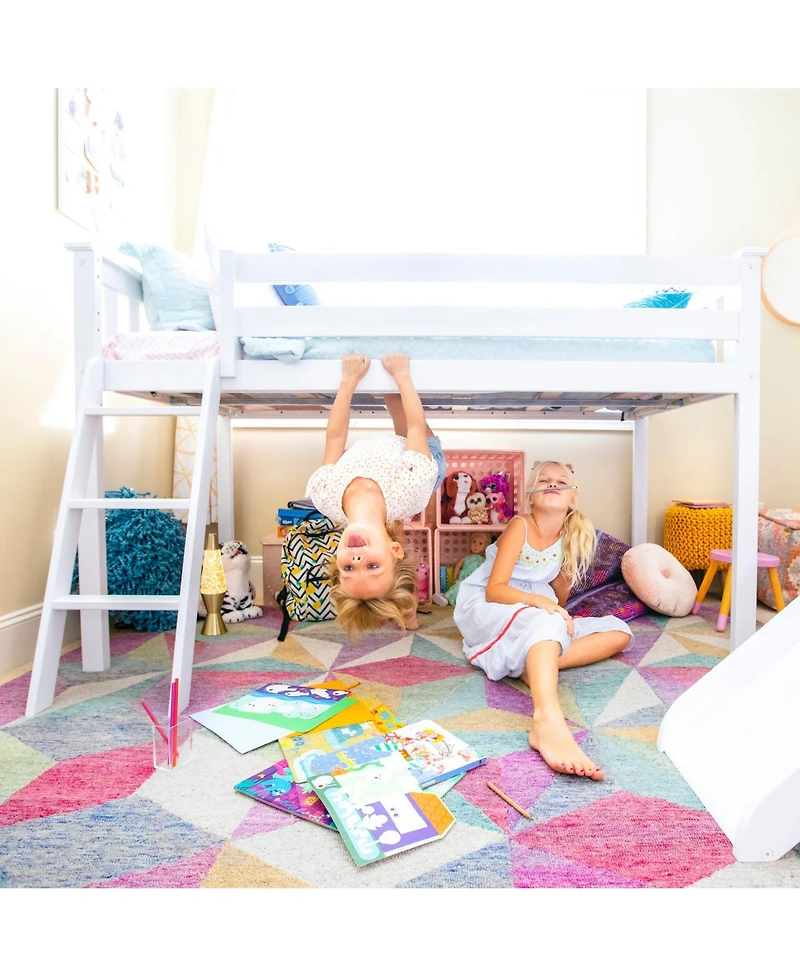 Max & Lily Twin Loft Bed, Solid Wood Beds with Ladder for Kids, Pecan