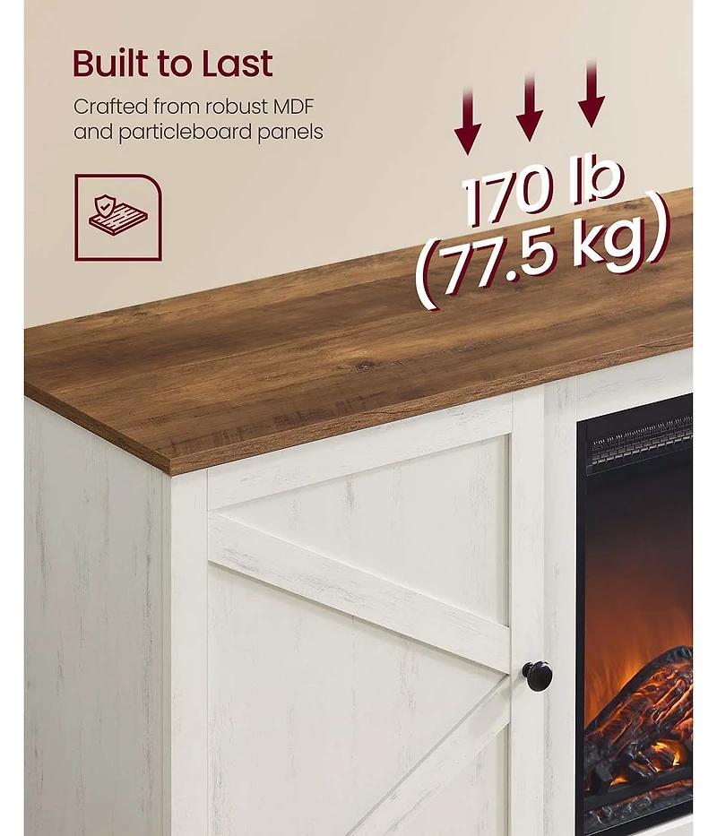 Slickblue Farmhouse Style Entertainment Center with Sliding Barn Door Storage