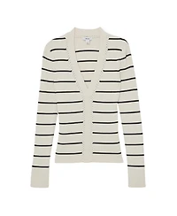 Reiss Women's Stripe Craft-Stitch Rib-Knit Top
