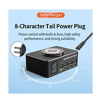 Artudatech 140W 8-Port GaN Charging Station with Fast Charger, Magnetic Wireless and Digital Display