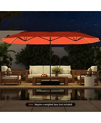 Gouun 15.5 feet Extra-Large Double-Sided Patio Umbrella with 144 Solar Led Lights