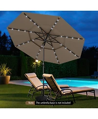 Gouun 10 feet Solar Led 3-Tier Vented Patio Umbrella with 32 Lights and Tilt Adjustment