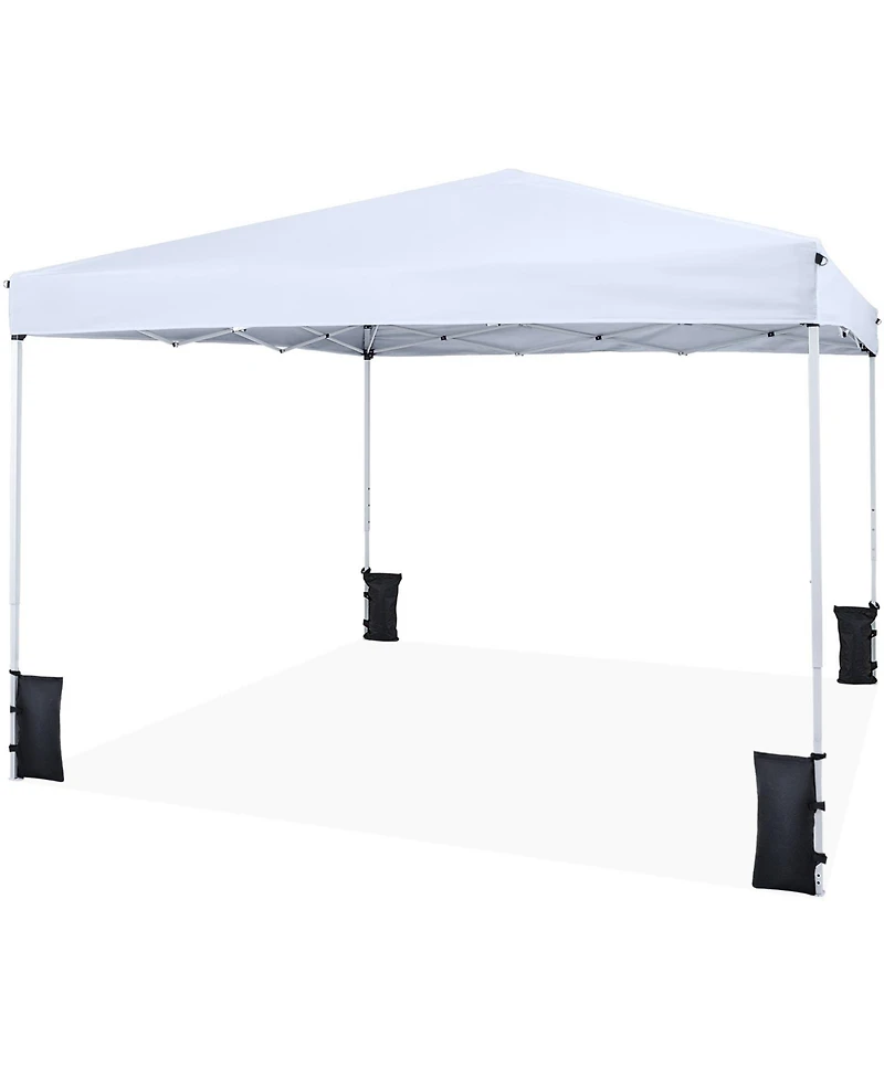 Gouun 10 x 10 feet Pop-Up Canopy Tent with Carrying Bag, 4 Sandbags and 3-Level Height