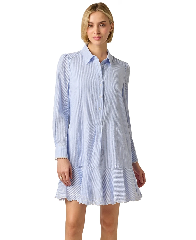 Adrianna Papell Women's Stripe Collared Shirt Shift Dress