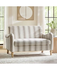 Hulala Home Terren 50.5"W Farmhouse Linen Upholstery Loveseat With Solid Wood Spindle Legs